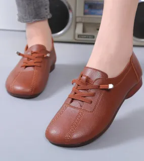 2022 New Women Leather Oxford Shoes Women Lace Up Flat Shoes Femme Retro Handmade Casual Shoes Women  Flats