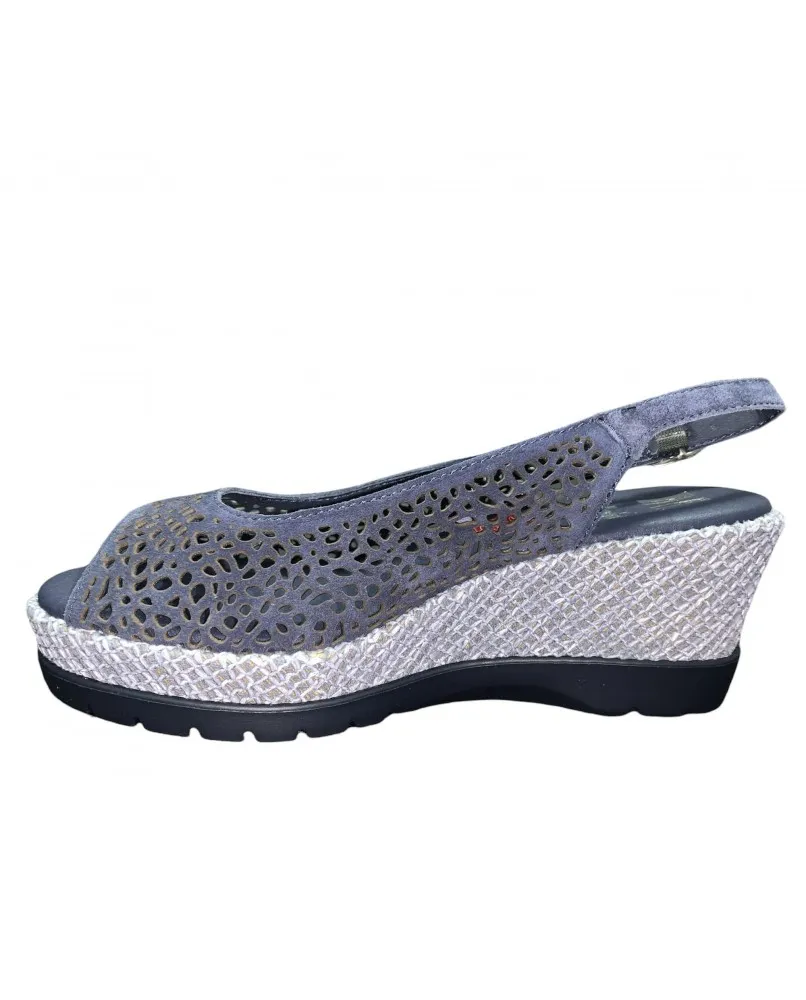 CALLAGHAN 29011 sandali zeppa donna scarpe pelle laserato blu