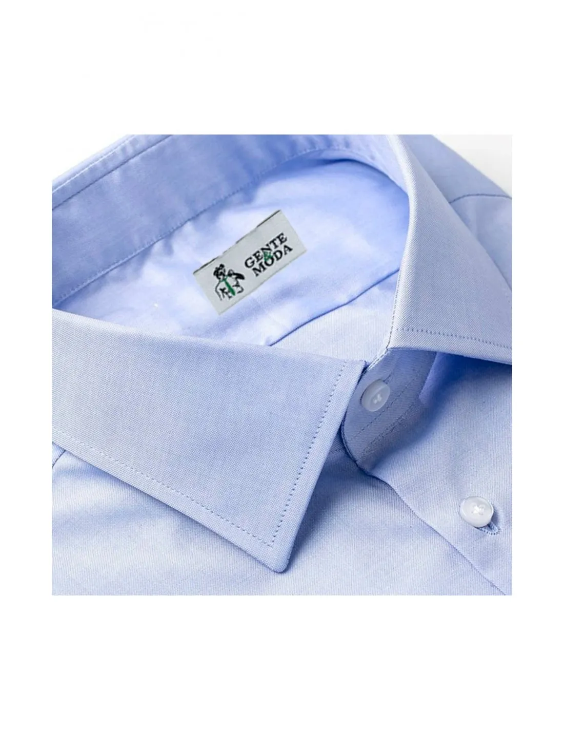 Camicia in cotone manica lunga collo semifrancese tessuto Oxford Azzurro