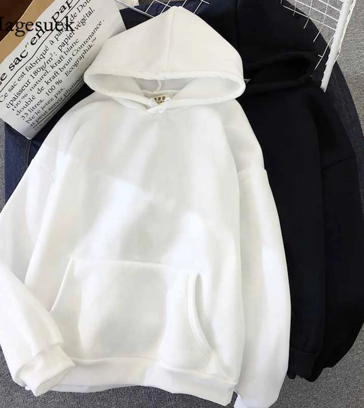 Cappotto con cappuccio allentato oversize di moda Top donna Solid 6 colori Felpa Harajuku Donna Autunno Streetwear 11619