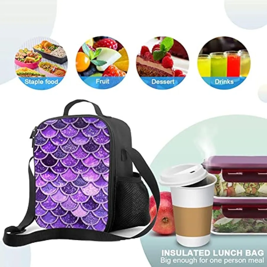 DJNGN Purple Mermaid Scale Isolamento termico portatile e pranzo al sacco per la conservazione del freddo Picnic Camping 2409285
