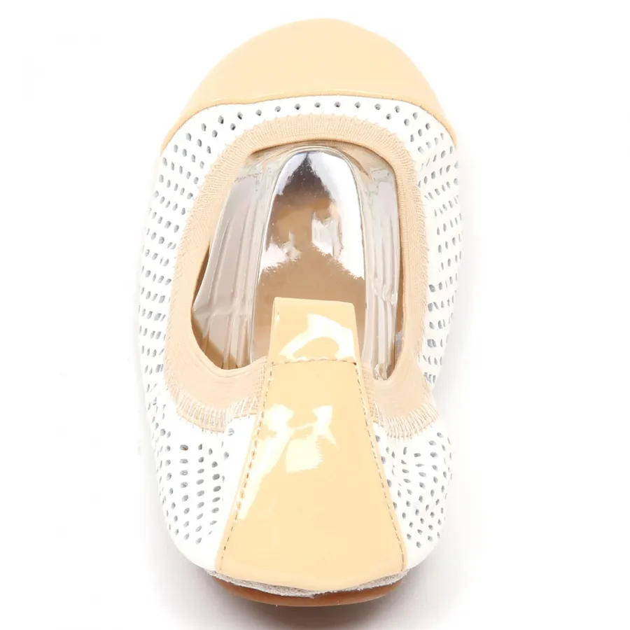 E7324 ballerina bimba beige/white YOSI SAMRA scarpe ballet flat shoe kid girl