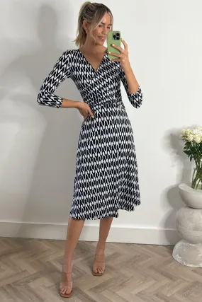 Jolie Moi - Abito geometrico in jersey con corpino aderente e gonna svasata