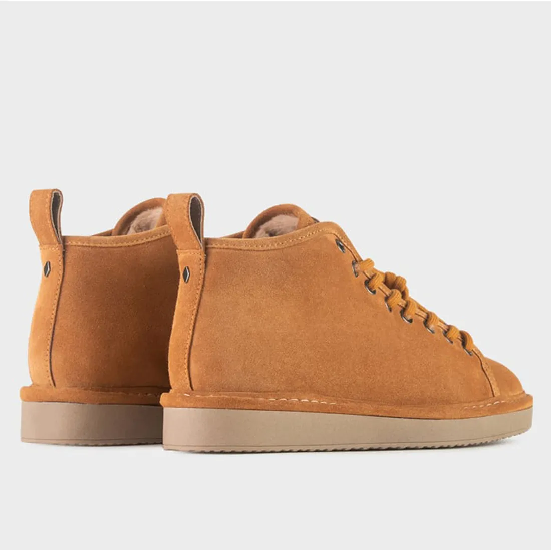 Polacchino Panchic P01 cognac in suede con fodera in eco-pelliccia