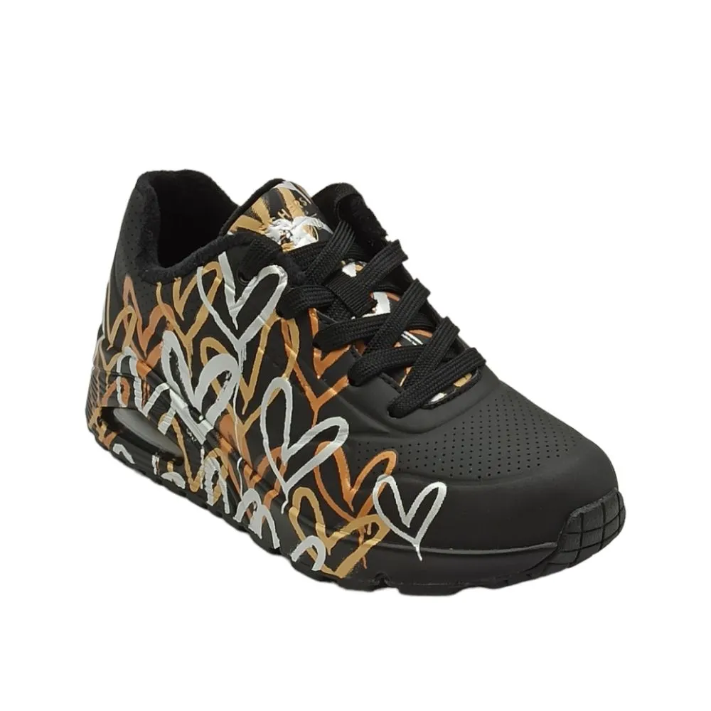 Sneaker donna ecopelle Skechers 155523 BKGD