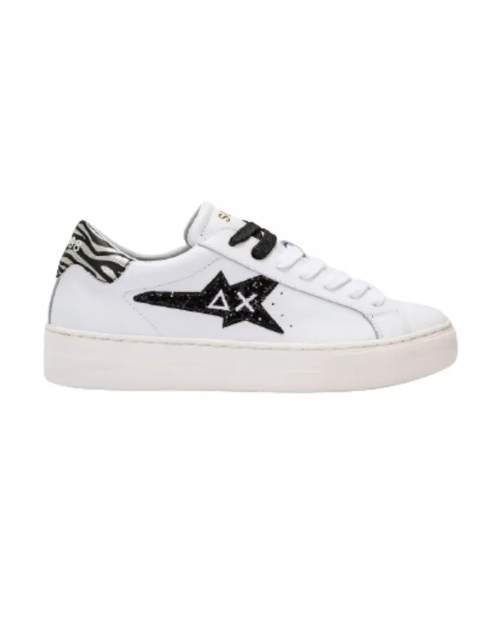SUN68 Sneakers Donna Z42220 Betty A-EE Scarpe Pelle Bianche Nere 0111 BIANCO/NERO