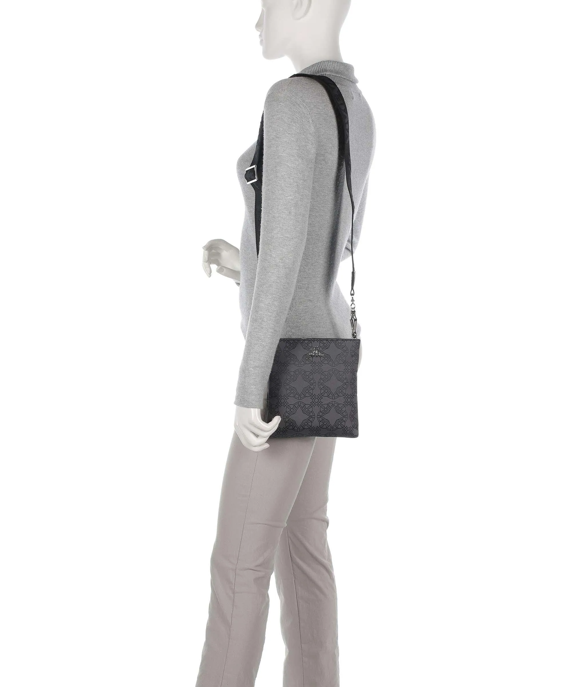  Vivienne Westwood Squire Re-Jacquard Borsa a tracolla nylon grigio scuro  